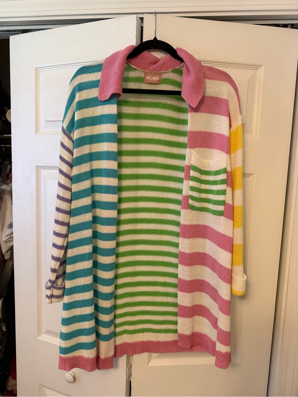 Show Me Your MuMu Pastel Multi-Stripe Open Cardigan